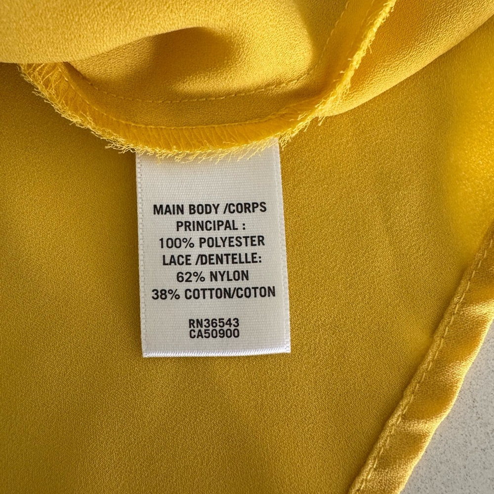 Van Heusen Yellow Blouse with Lace Accents - Picture 6 of 7